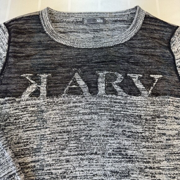 KARV Sweater Pullover Long Sleeve Women Size M Black & White Mesh Canada EUC - Picture 5 of 8